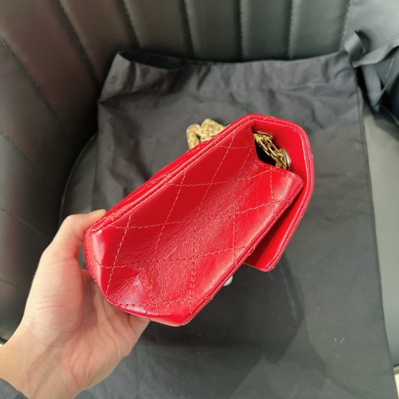 香奈兒 CHANEL 2.55 mini 紅金牛皮鍊條包-3