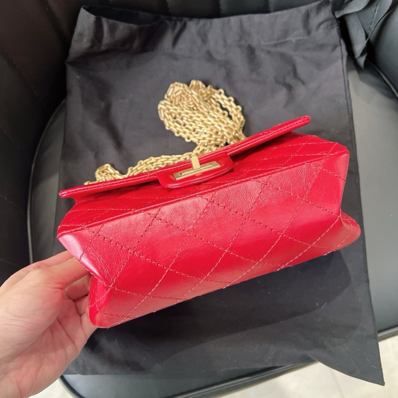 香奈兒 CHANEL 2.55 mini 紅金牛皮鍊條包-4