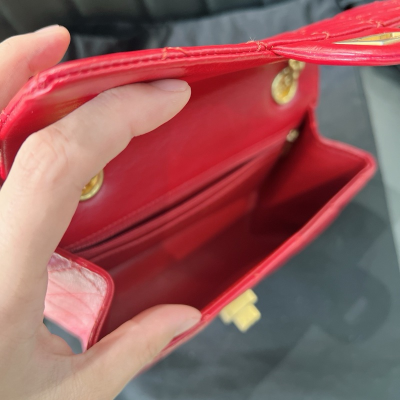 香奈兒 CHANEL 2.55 mini 紅金牛皮鍊條包-6