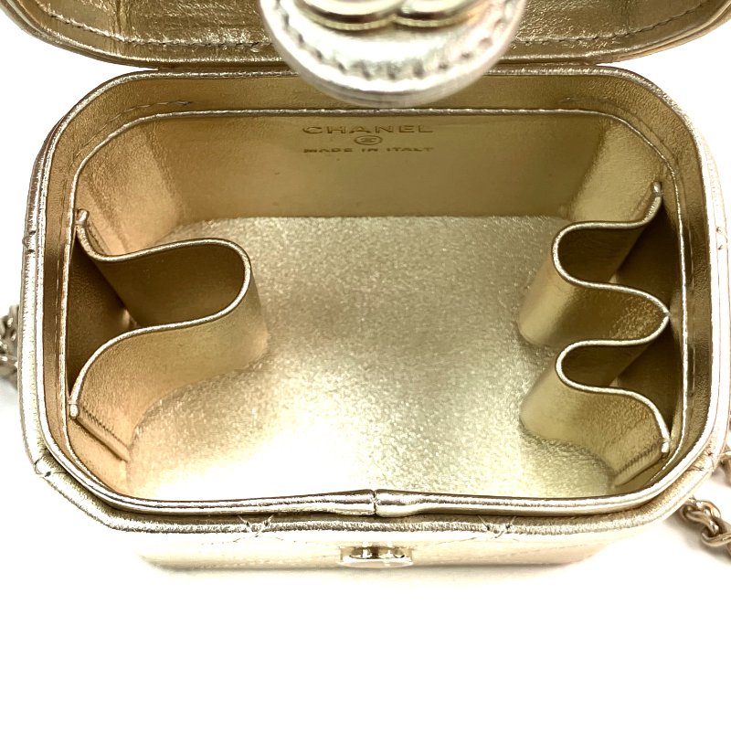 △ Chanel 香奈兒 Gold Lambskin Gold Tone Metal Mini Vanity Case AP3459 金色小羊皮金色金屬迷你化妝箱 - 257024981-14