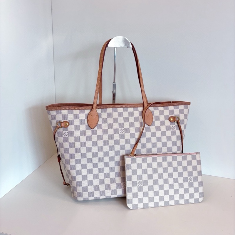 【97新🆕】LV NF neverfull 中號 白棋盤 手提包-0