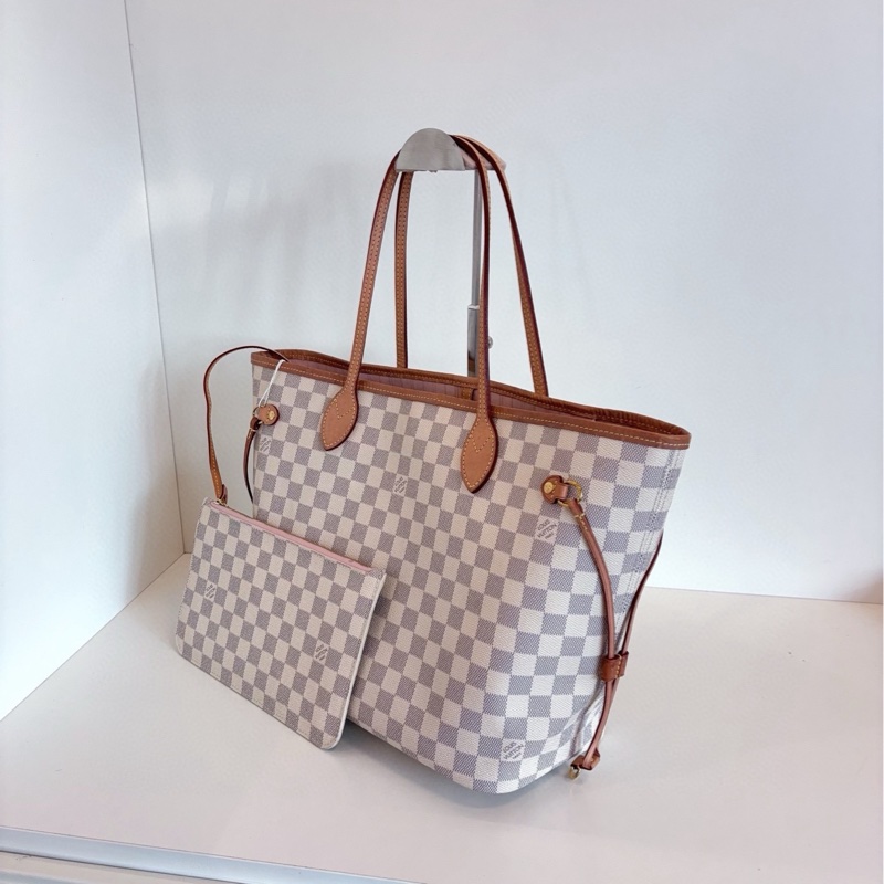 【97新🆕】LV NF neverfull 中號 白棋盤 手提包-2