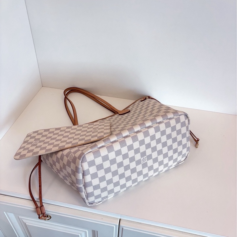 【97新🆕】LV NF neverfull 中號 白棋盤 手提包-6