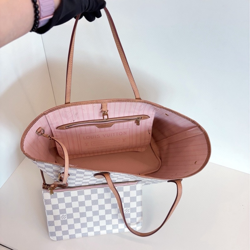 【97新🆕】LV NF neverfull 中號 白棋盤 手提包-7