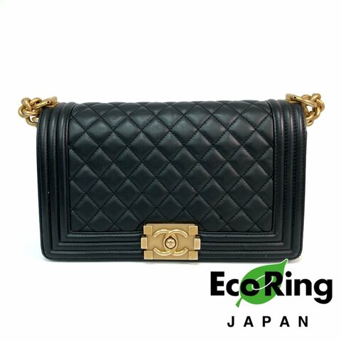 △ Chanel 香奈兒 Black Lambskin Gold Tone Metal Boy 25 Chain Shoulder Bag A67086 黑色小羊皮金色金屬鎖鏈肩背袋 - 257025462