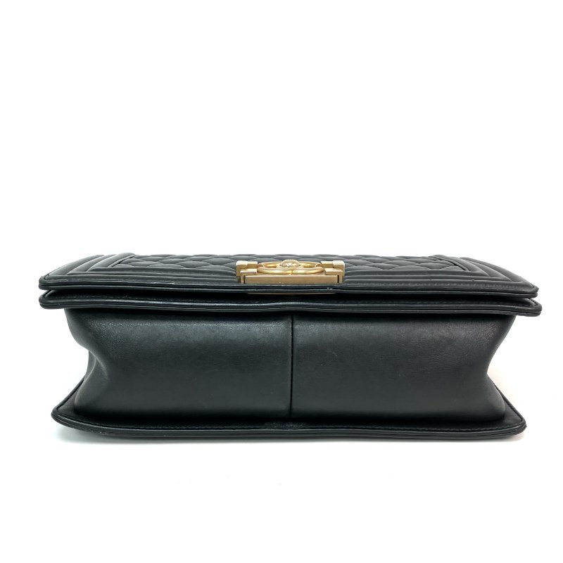 △ Chanel 香奈兒 Black Lambskin Gold Tone Metal Boy 25 Chain Shoulder Bag A67086 黑色小羊皮金色金屬鎖鏈肩背袋 - 257025462-4