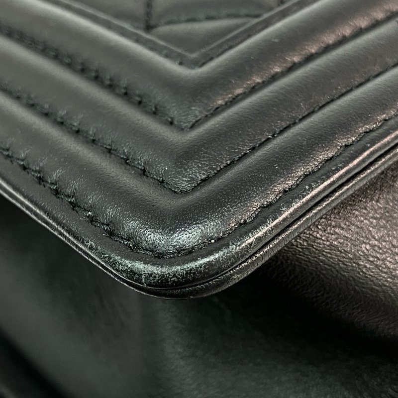 △ Chanel 香奈兒 Black Lambskin Gold Tone Metal Boy 25 Chain Shoulder Bag A67086 黑色小羊皮金色金屬鎖鏈肩背袋 - 257025462-7