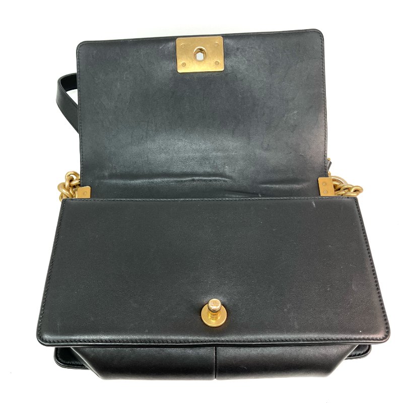 △ Chanel 香奈兒 Black Lambskin Gold Tone Metal Boy 25 Chain Shoulder Bag A67086 黑色小羊皮金色金屬鎖鏈肩背袋 - 257025462-14