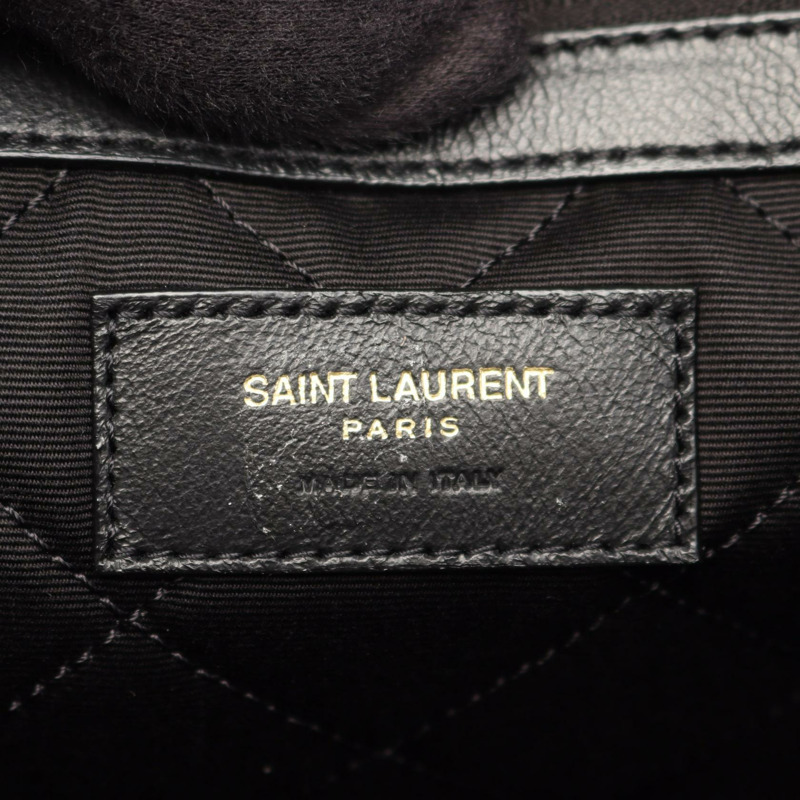 SAINT LAURENT PARIS ES Giant 旅行波士頓包，黑色皮革，二手，男女通用-3