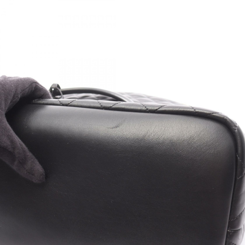 SAINT LAURENT PARIS ES Giant 旅行波士頓包，黑色皮革，二手，男女通用-6