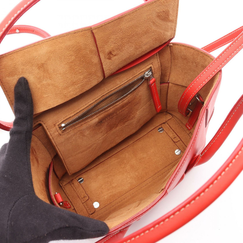 BOTTEGA VENETA 迷你 Arco 肩斜背包 600606 紅色皮革 二手-2