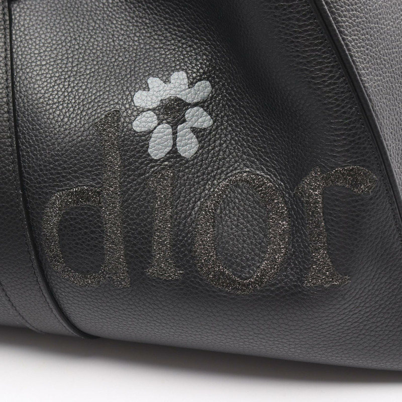 Christian Dior x ERL 馬鞍旅行波士頓手提包，黑色真皮，二手男士款-6