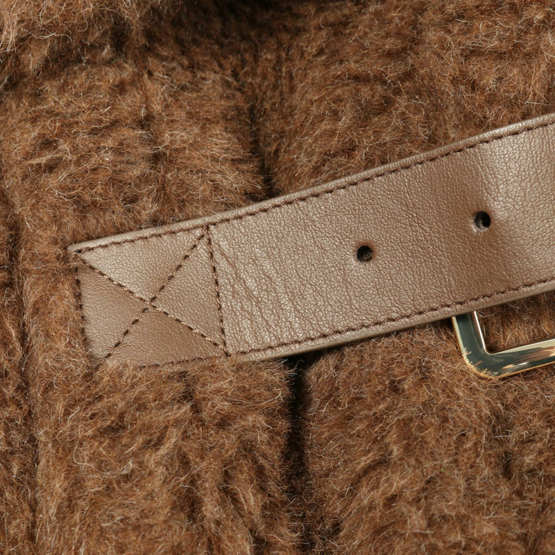 MAX MARA 泰迪熊披肩斗篷外套 羊絨羊駝毛 棕色 二手 女款-5