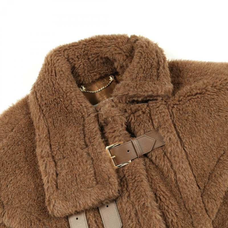 MAX MARA 泰迪熊披肩斗篷外套 羊絨羊駝毛 棕色 二手 女款-6