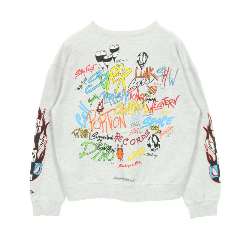 Chrome Hearts Matty Boy 標誌衛衣，純棉，灰色，二手，男款 L 碼。-1