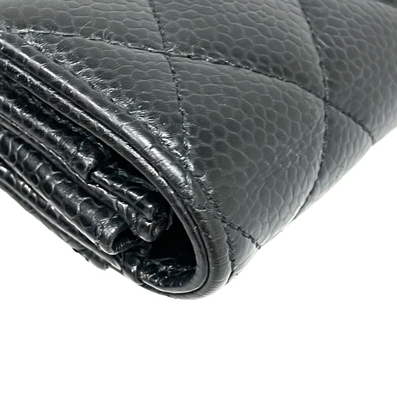 ☆Chanel香奈兒 Black Caviar Skin Classic Flap Short Wallet 黑色粒紋小牛皮短銀包 -257025649-7