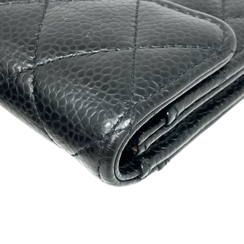 ☆Chanel香奈兒 Black Caviar Skin Classic Flap Short Wallet 黑色粒紋小牛皮短銀包 -257025649-8