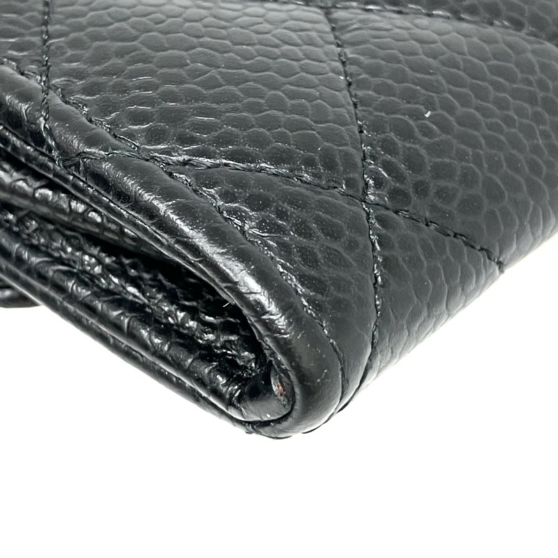 ☆Chanel香奈兒 Black Caviar Skin Classic Flap Short Wallet 黑色粒紋小牛皮短銀包 -257025649-10