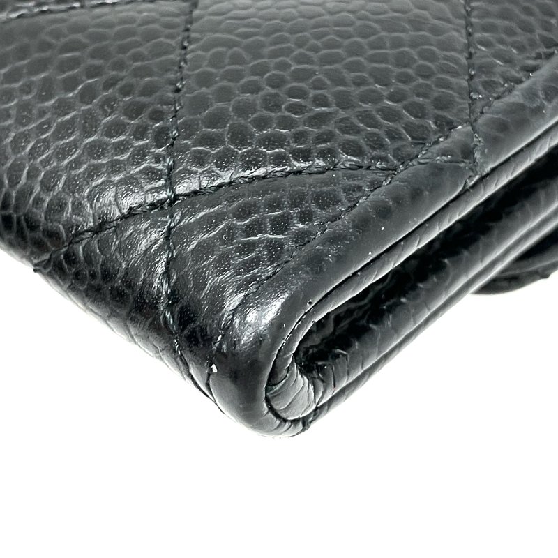 ☆Chanel香奈兒 Black Caviar Skin Classic Flap Short Wallet 黑色粒紋小牛皮短銀包 -257025649-11