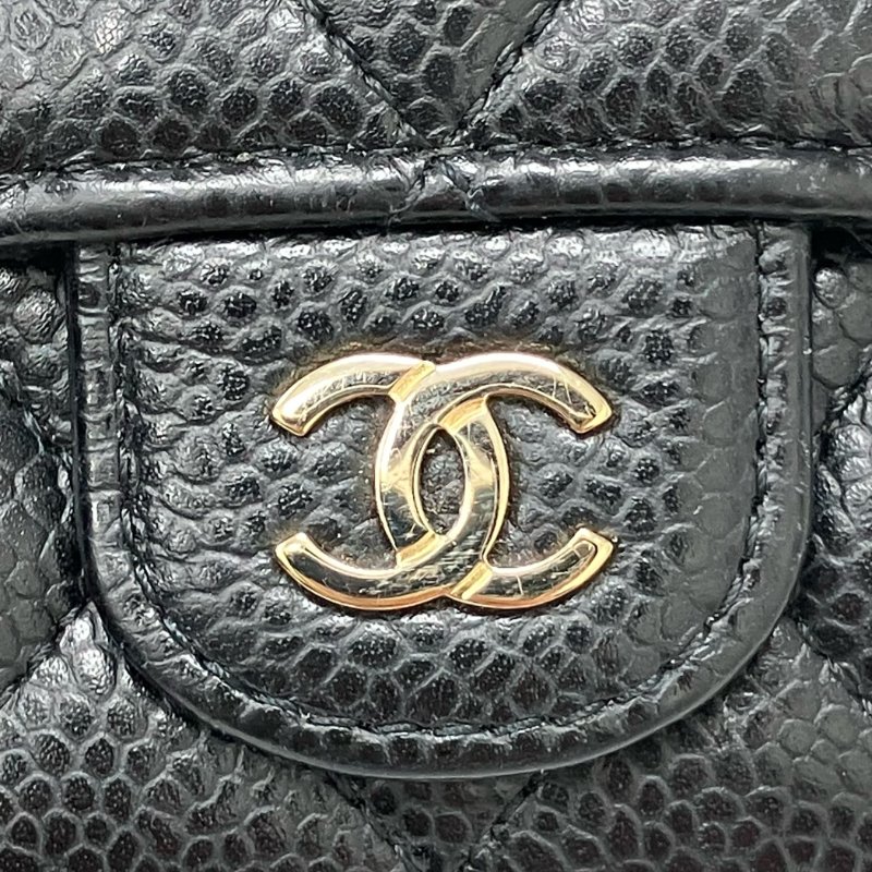 ☆Chanel香奈兒 Black Caviar Skin Classic Flap Short Wallet 黑色粒紋小牛皮短銀包 -257025649-14