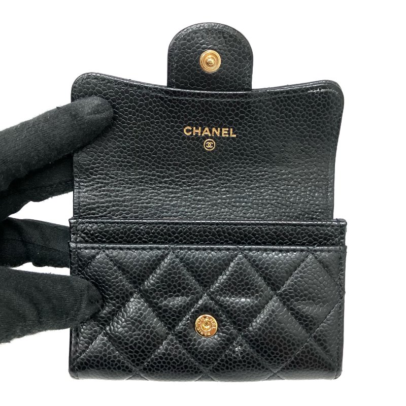 ☆Chanel香奈兒 Black Caviar Skin Classic Flap Short Wallet 黑色粒紋小牛皮短銀包 -257025649-15