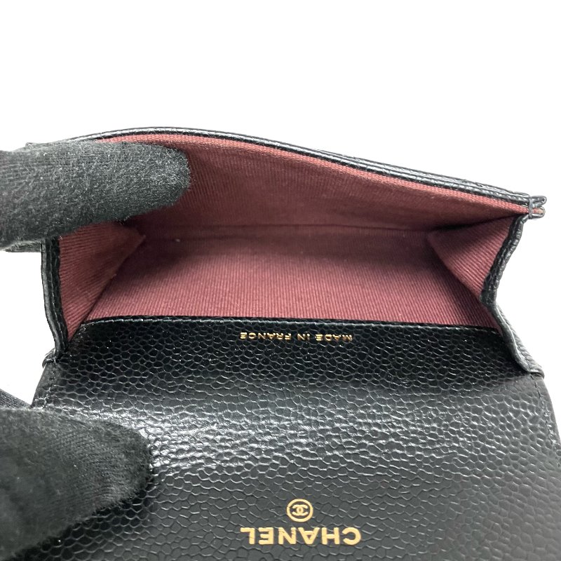 ☆Chanel香奈兒 Black Caviar Skin Classic Flap Short Wallet 黑色粒紋小牛皮短銀包 -257025649-19