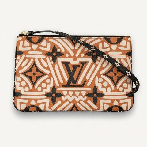 LOUIS VUITTON 路易威登 M69488 DOUBLE ZIP POCHETTE 肩背雙層麻將包 PVC帆布 塗鴉老花 金釦