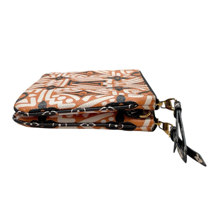 LOUIS VUITTON 路易威登 M69488 DOUBLE ZIP POCHETTE 肩背雙層麻將包 PVC帆布 塗鴉老花 金釦-4