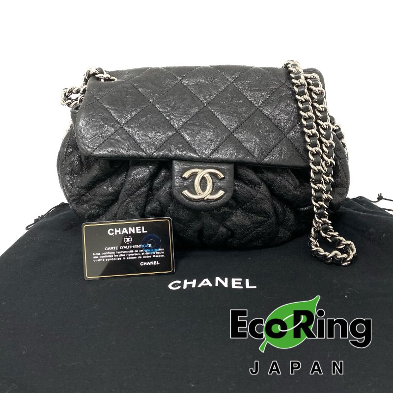 △ Chanel 香奈兒 Black Calfskin Silver Tone Metal Chain Around Shoulder Bag No.18 A49889 黑色小牛皮銀色金屬鎖鏈肩背袋No.18 - 257025309-0