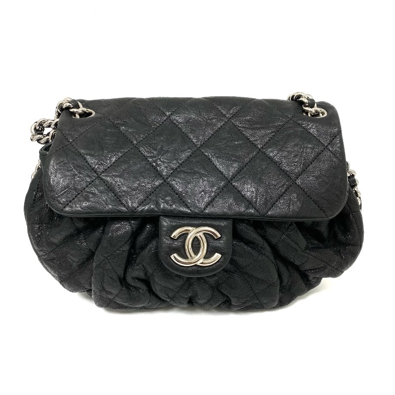 △ Chanel 香奈兒 Black Calfskin Silver Tone Metal Chain Around Shoulder Bag No.18 A49889 黑色小牛皮銀色金屬鎖鏈肩背袋No.18 - 257025309-1