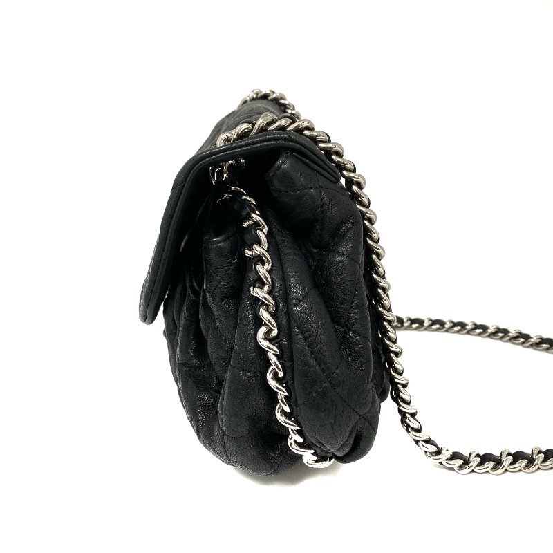 △ Chanel 香奈兒 Black Calfskin Silver Tone Metal Chain Around Shoulder Bag No.18 A49889 黑色小牛皮銀色金屬鎖鏈肩背袋No.18 - 257025309-3