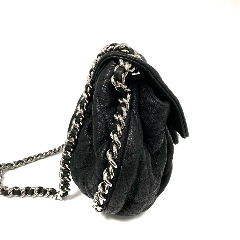 △ Chanel 香奈兒 Black Calfskin Silver Tone Metal Chain Around Shoulder Bag No.18 A49889 黑色小牛皮銀色金屬鎖鏈肩背袋No.18 - 257025309-4