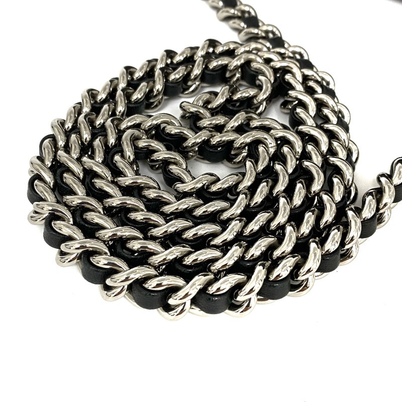 △ Chanel 香奈兒 Black Calfskin Silver Tone Metal Chain Around Shoulder Bag No.18 A49889 黑色小牛皮銀色金屬鎖鏈肩背袋No.18 - 257025309-7