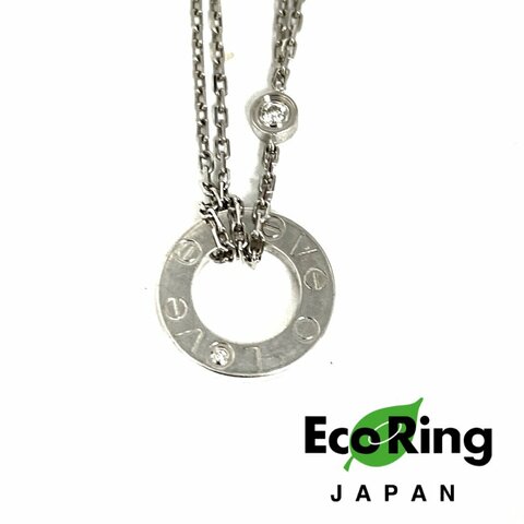 △ Cartier 卡地亞 18K White Gold Diamonds Love Circle Necklace 6.36g 18K白金鑽石頸鏈 - 257025165