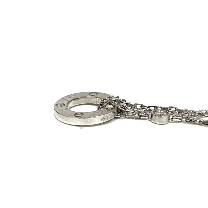 △ Cartier 卡地亞 18K White Gold Diamonds Love Circle Necklace 6.36g 18K白金鑽石頸鏈 - 257025165-2
