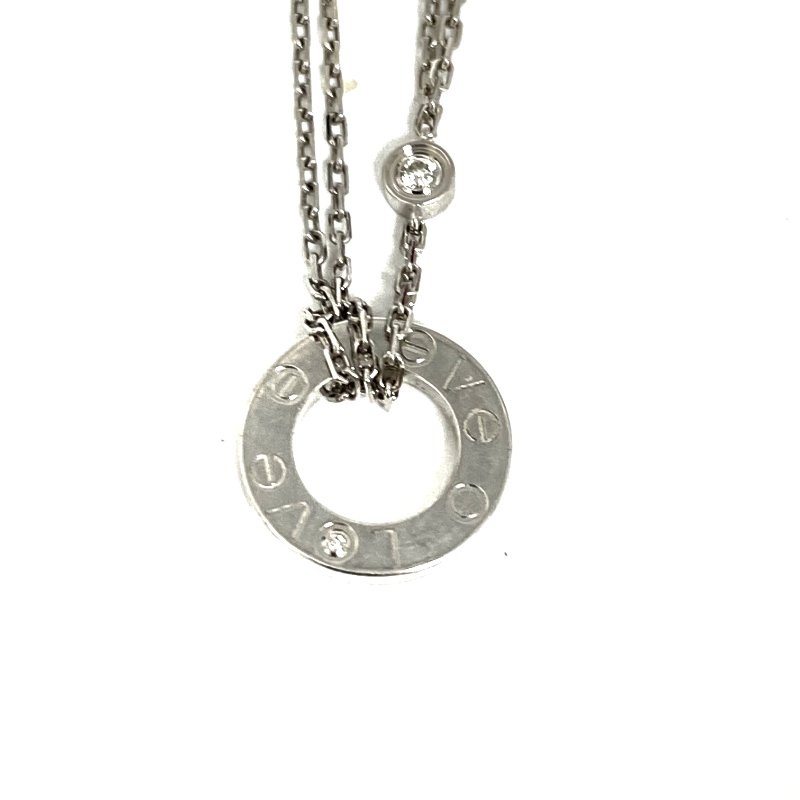 △ Cartier 卡地亞 18K White Gold Diamonds Love Circle Necklace 6.36g 18K白金鑽石頸鏈 - 257025165-9