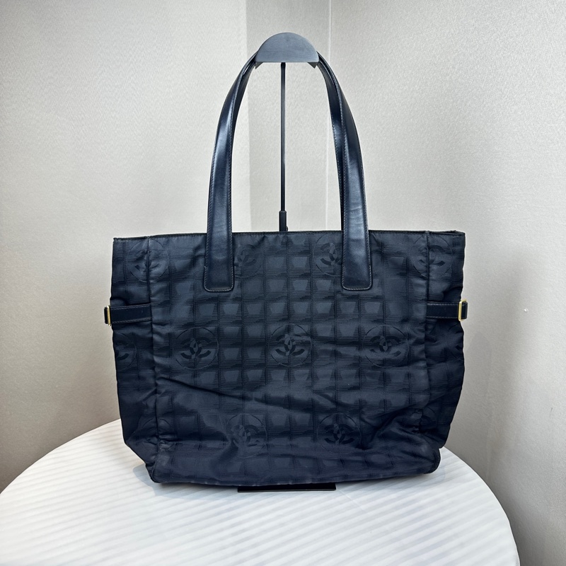 香奈兒/Chanel New Travel Line 黑色尼龍單肩托特包 36x13x34cm-0
