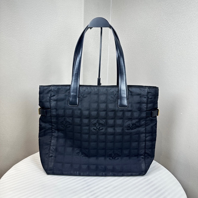 香奈兒/Chanel New Travel Line 黑色尼龍單肩托特包 36x13x34cm-1