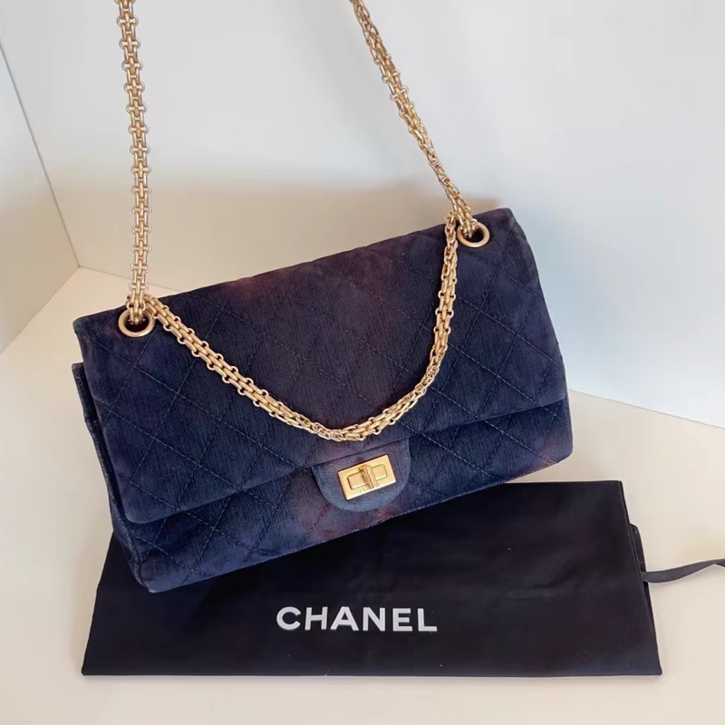 Chanel • 2.55 菱格渲染幻彩絲絨 金釦 大號 全網唯一-0