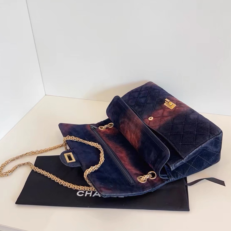 Chanel • 2.55 菱格渲染幻彩絲絨 金釦 大號 全網唯一-1