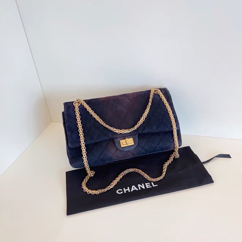 Chanel • 2.55 菱格渲染幻彩絲絨 金釦 大號 全網唯一-2