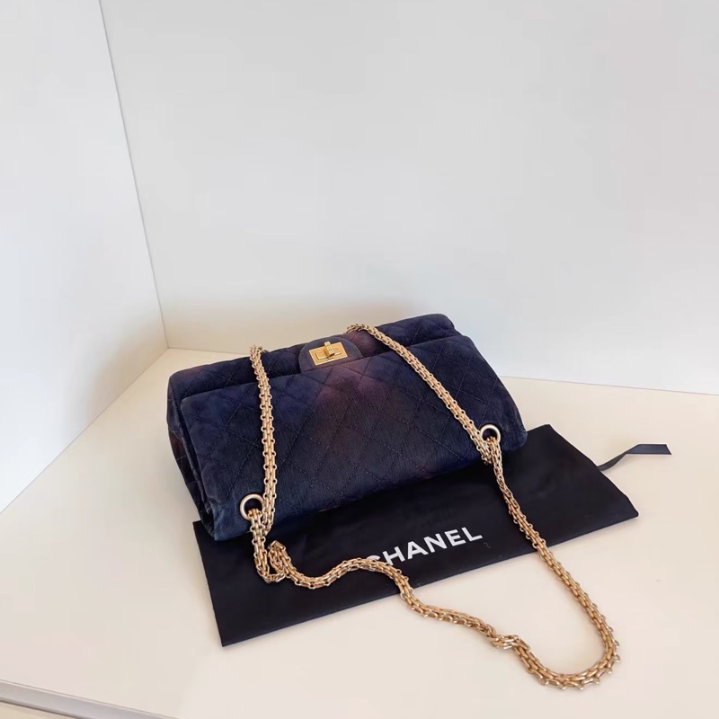 Chanel • 2.55 菱格渲染幻彩絲絨 金釦 大號 全網唯一-5