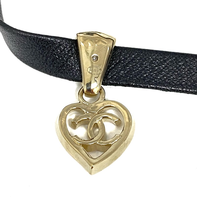 ☆ Chanel 香奈兒 Black Lambskin Heart Choker B22P 黑色小羊皮心形項圈 B22P - 257025684-6