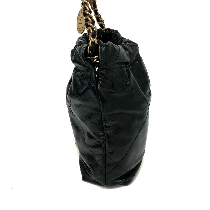 △ Chanel 香奈兒 Mini 22Bag Black Calfskin Gold Tone Metal Chain 2Way Bag AS3980 黑色小牛皮金色金屬鏈條兩用袋 AS3980 -257025692-3