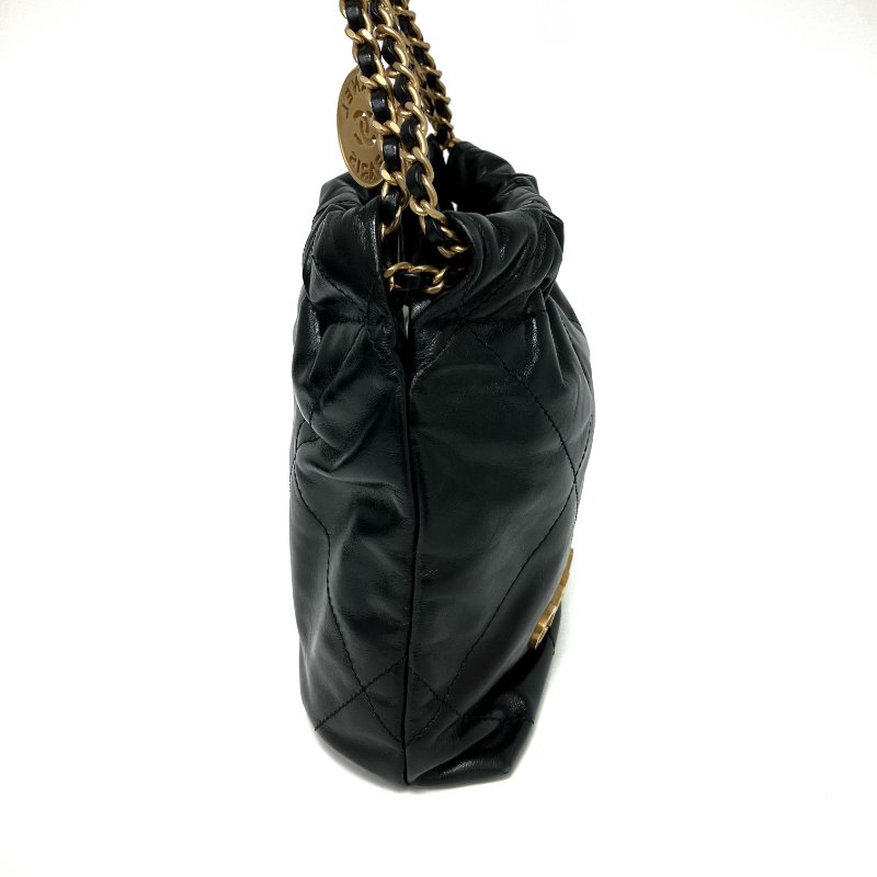 △ Chanel 香奈兒 Mini 22Bag Black Calfskin Gold Tone Metal Chain 2Way Bag AS3980 黑色小牛皮金色金屬鏈條兩用袋 AS3980 -257025692-4