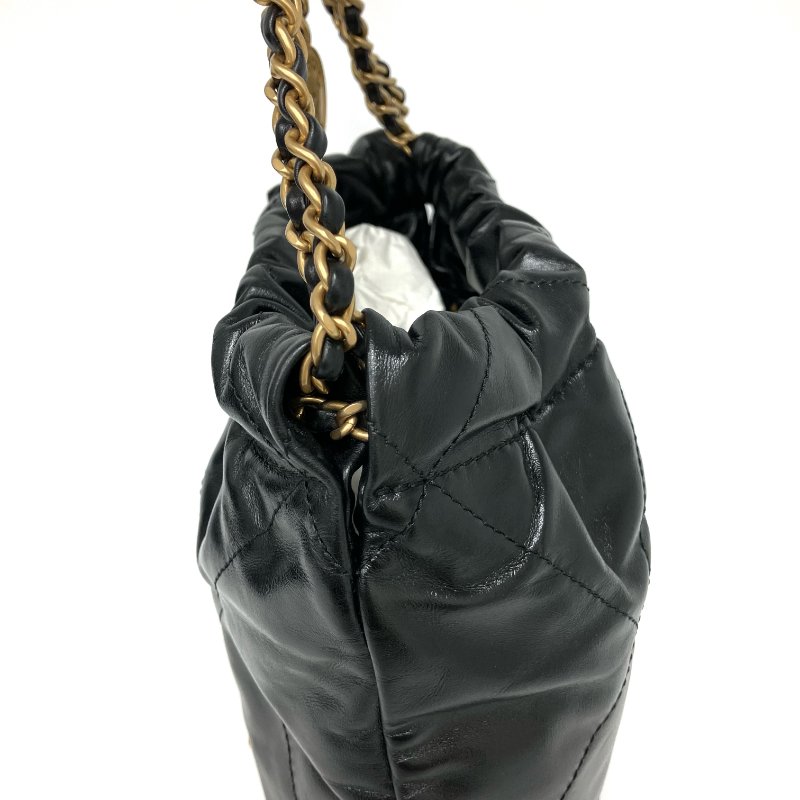 △ Chanel 香奈兒 Mini 22Bag Black Calfskin Gold Tone Metal Chain 2Way Bag AS3980 黑色小牛皮金色金屬鏈條兩用袋 AS3980 -257025692-6