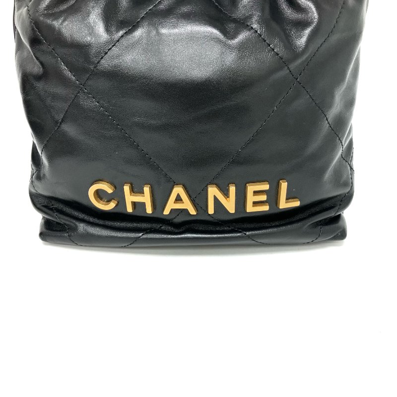 △ Chanel 香奈兒 Mini 22Bag Black Calfskin Gold Tone Metal Chain 2Way Bag AS3980 黑色小牛皮金色金屬鏈條兩用袋 AS3980 -257025692-7