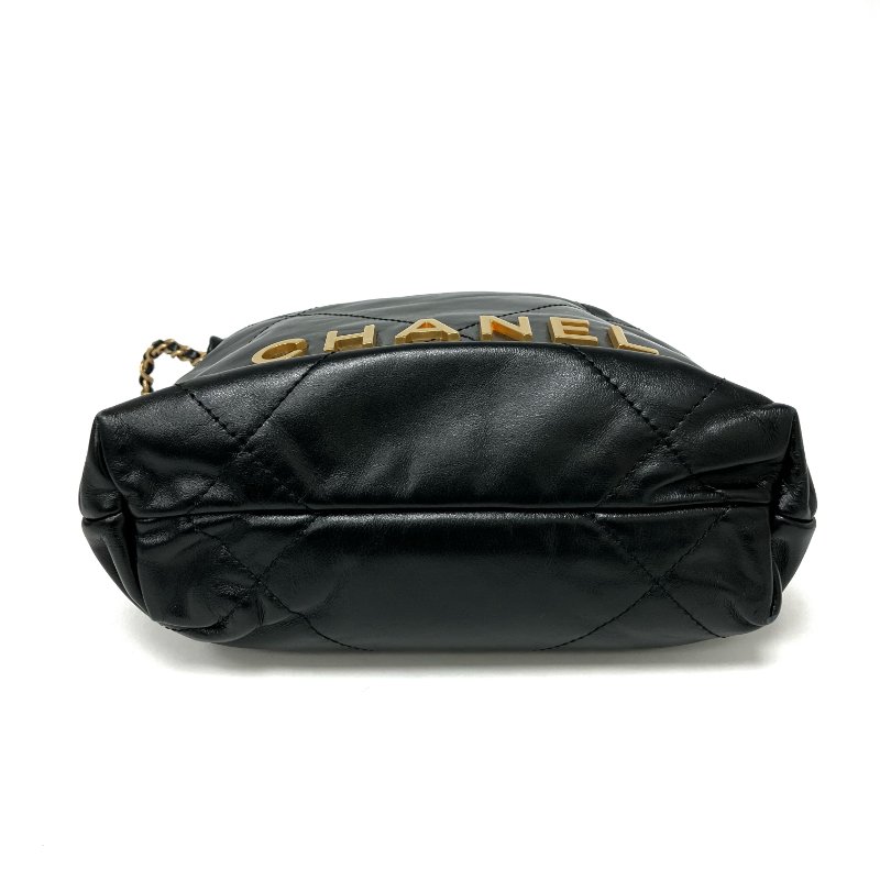 △ Chanel 香奈兒 Mini 22Bag Black Calfskin Gold Tone Metal Chain 2Way Bag AS3980 黑色小牛皮金色金屬鏈條兩用袋 AS3980 -257025692-9