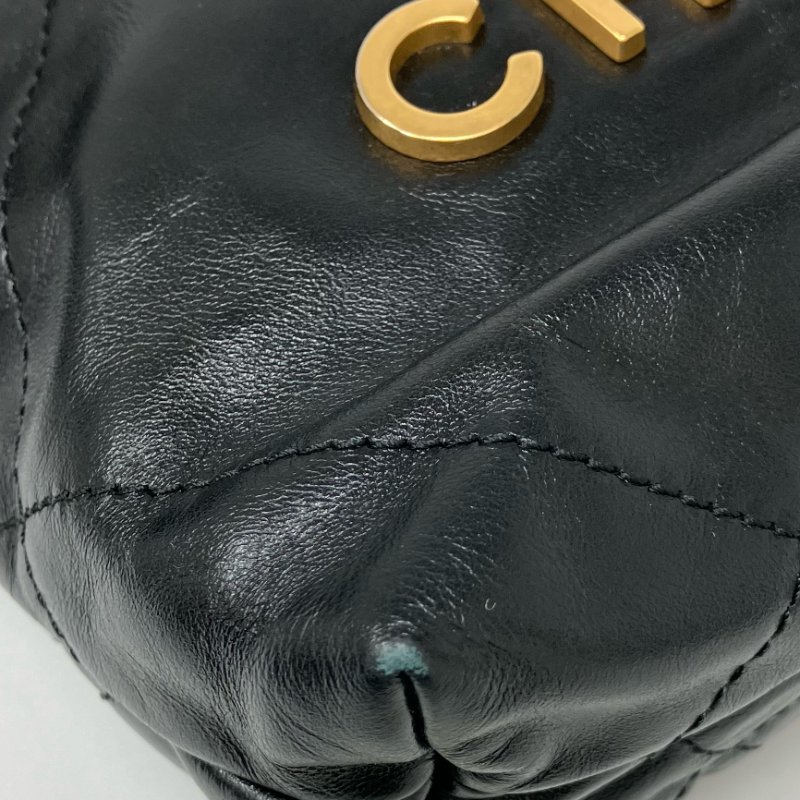 △ Chanel 香奈兒 Mini 22Bag Black Calfskin Gold Tone Metal Chain 2Way Bag AS3980 黑色小牛皮金色金屬鏈條兩用袋 AS3980 -257025692-11