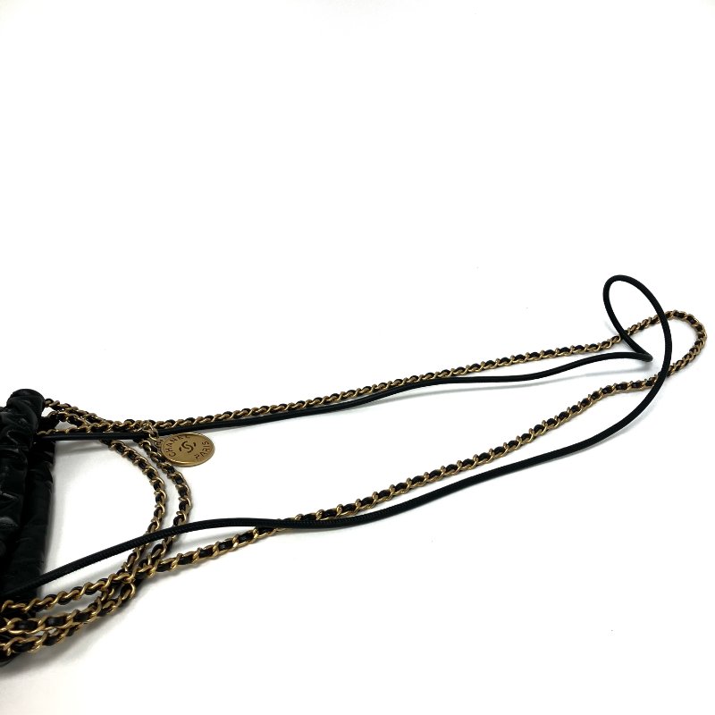 △ Chanel 香奈兒 Mini 22Bag Black Calfskin Gold Tone Metal Chain 2Way Bag AS3980 黑色小牛皮金色金屬鏈條兩用袋 AS3980 -257025692-15